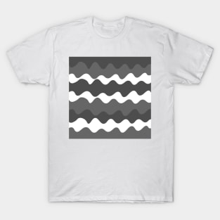 Grey and white horizontal waves pattern T-Shirt